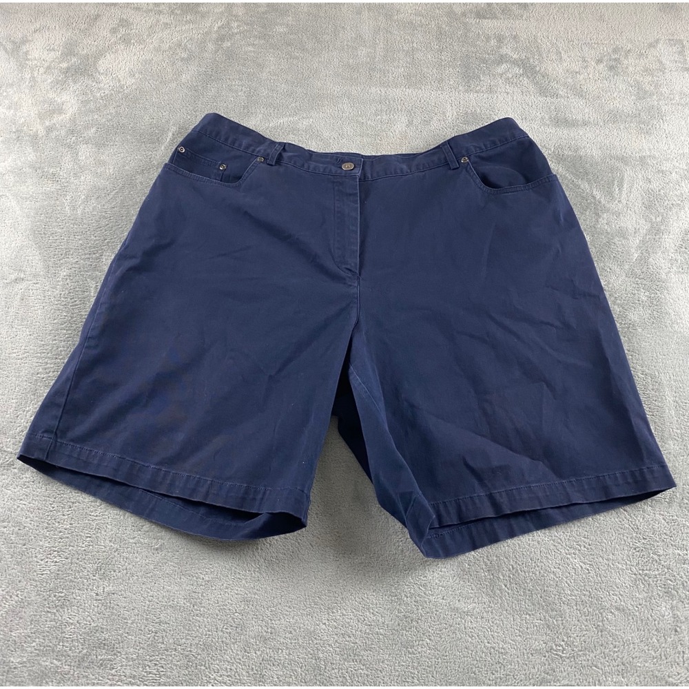 Ruby Rd Favorites Woman Navy Blue Cotton Blend Shorts Size 18W Mid Rise Bermuda